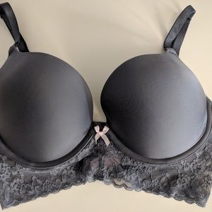 Gunmetal grey lace push up bra